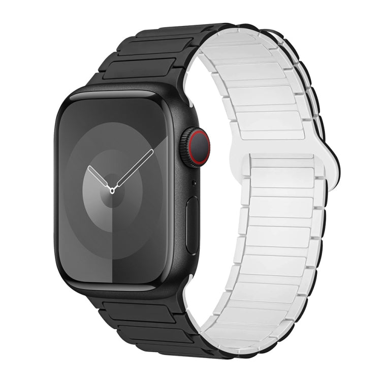 For Apple Watch 38mm I-Shaped Magnetic Silicone Watch Band(Black White) - Watch Bands by PMC TechLife | Online Shopping South Africa | PMC TechLife