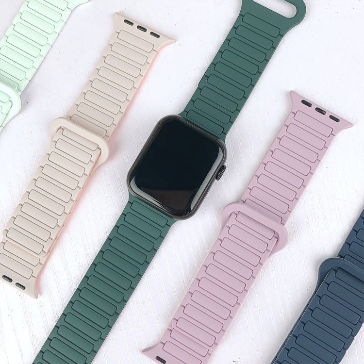 For Apple Watch SE 2022 44mm I-Shaped Magnetic Silicone Watch Band(Pink Mint) - Watch Bands by PMC Jewellery | Online Shopping South Africa | PMC Jewellery