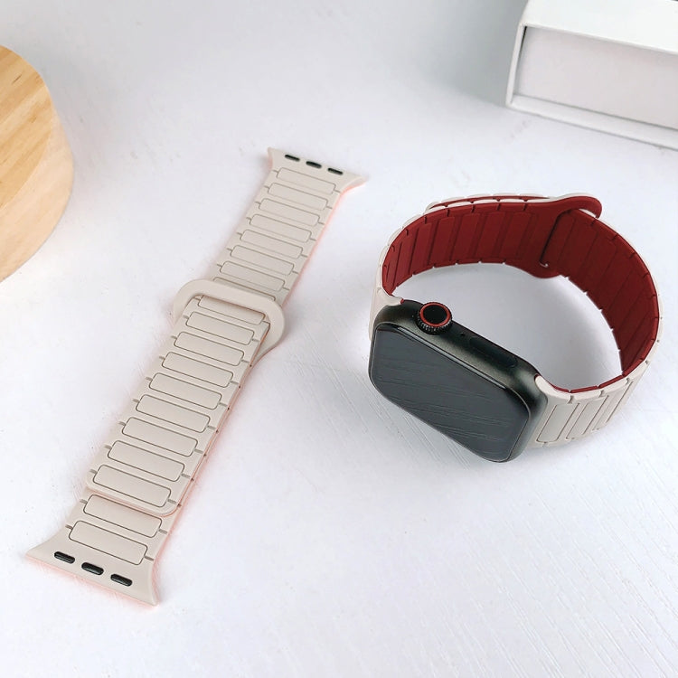 For Apple Watch Series 8 41mm I-Shaped Magnetic Silicone Watch Band(Starlight Wine Red) - Watch Bands by PMC Jewellery | Online Shopping South Africa | PMC Jewellery