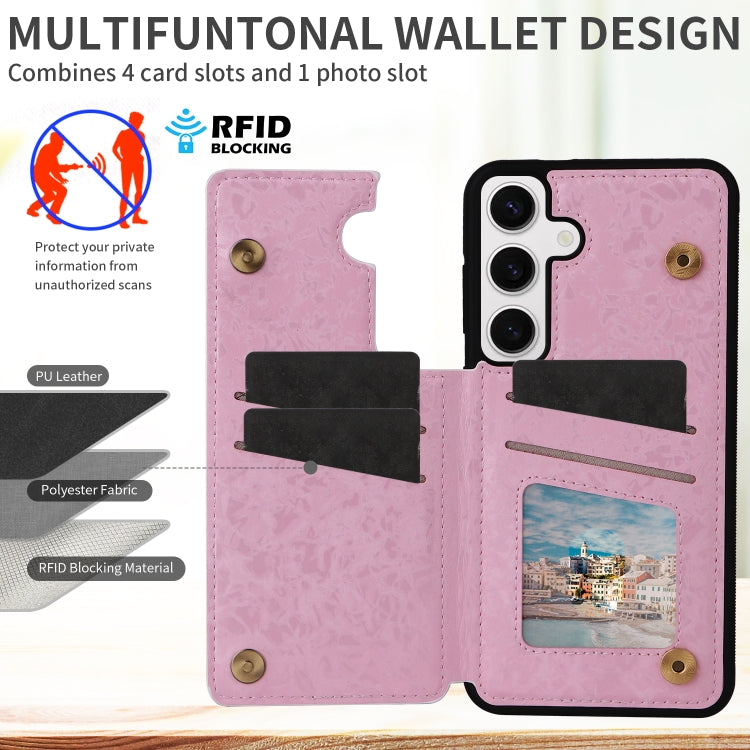 For Samsung Galaxy S25 5G Printed Double Buckle RFID Anti-theft Phone Case(Pastoral Rose) - Galaxy S25 5G Cases by PMC Jewellery | Online Shopping South Africa | PMC Jewellery | Buy Now Pay Later Mobicred