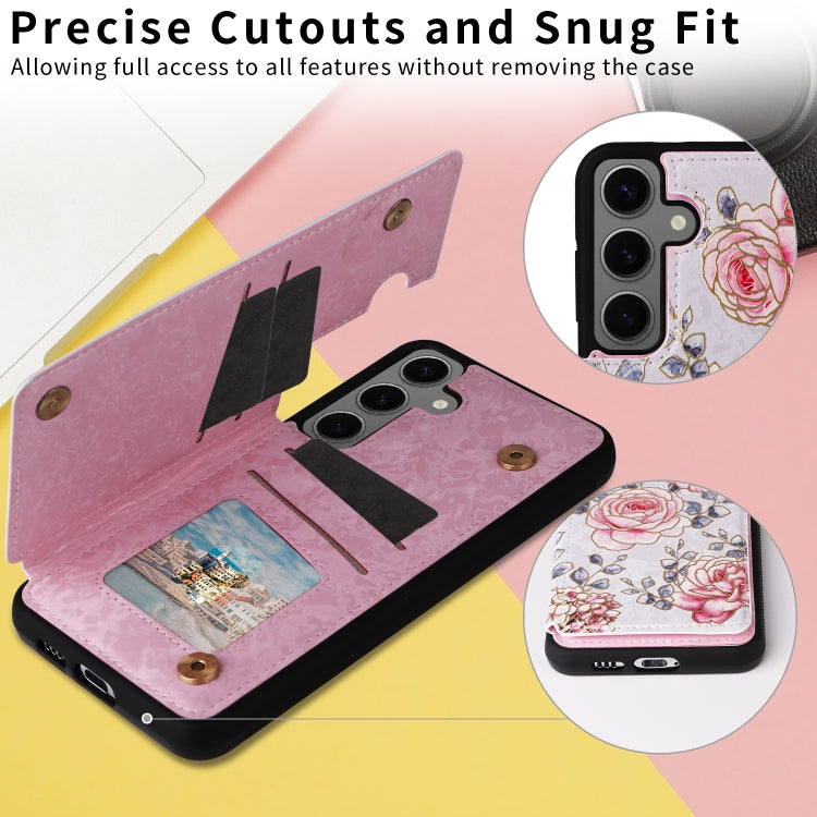 For Samsung Galaxy S25+ 5G Printed Double Buckle RFID Anti-theft Phone Case(Pastoral Rose) - Galaxy S25+ 5G Cases by PMC Jewellery | Online Shopping South Africa | PMC Jewellery | Buy Now Pay Later Mobicred