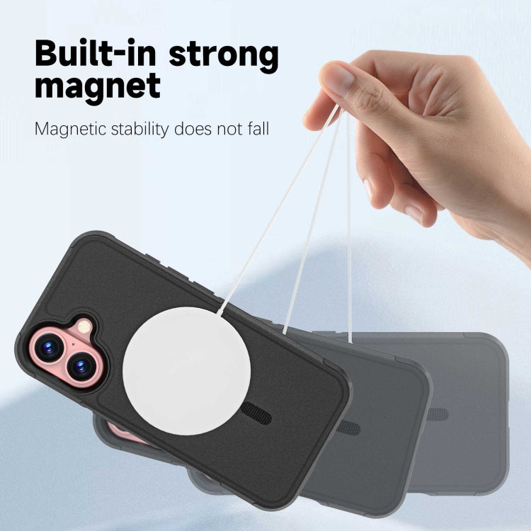For iPhone 16 RedPepper Armor Magsafe PC Hybrid TPU Phone Case(Black) - free shipping - PMC TechLife - Order now!