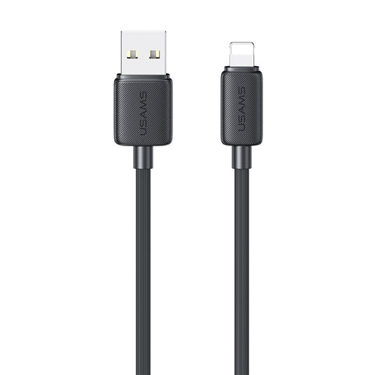 USAMS US-SJ694 USB to 8 Pin 2.4A Striped Fast Charge Data Cable, Length:2m(Black) - Normal Style Cable by USAMS | Online Shopping South Africa | PMC Jewellery | Buy Now Pay Later Mobicred