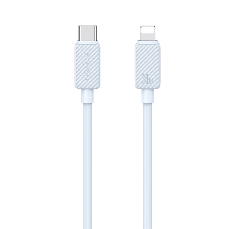 USAMS US-SJ697 USB-C / Type-C to 8 Pin 30W Striped Fast Charge Data Cable, Length:2m(Blue) - 2 in 1 Cable by USAMS | Online Shopping South Africa | PMC Jewellery | Buy Now Pay Later Mobicred