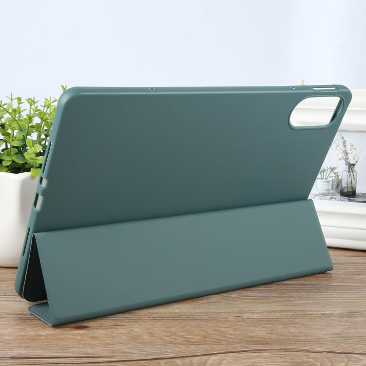 For Huawei MatePad SE 11 2024 Tri-fold Silicone Leather Tablet Case(Dark Green) - Huawei by PMC Jewellery | Online Shopping South Africa | PMC Jewellery | Buy Now Pay Later Mobicred