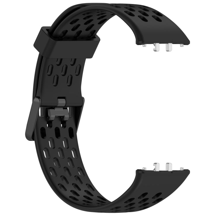 For Samsung Galaxy Fit 3 Hole Style Dual Buckle Silicone Watch Band(Black) - Watch Bands by PMC Jewellery | Online Shopping South Africa | PMC Jewellery