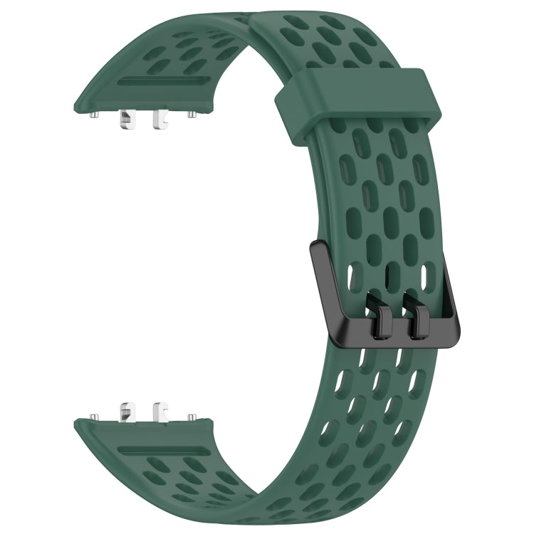 For Samsung Galaxy Fit 3 Hole Style Dual Buckle Silicone Watch Band(Dark Green) - Watch Bands by PMC Jewellery | Online Shopping South Africa | PMC Jewellery