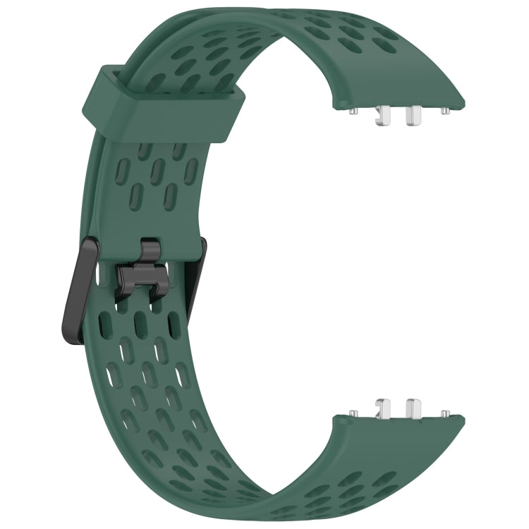 For Samsung Galaxy Fit 3 Hole Style Dual Buckle Silicone Watch Band(Dark Green) - Watch Bands by PMC Jewellery | Online Shopping South Africa | PMC Jewellery