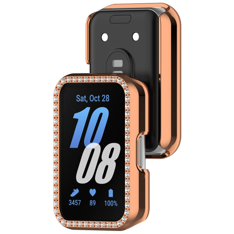 For Samsung Galaxy Fit 3 Diamond Half Pack Hollow PC Watch Protective Case(Rose Gold) - Watch Cases by PMC Jewellery | Online Shopping South Africa | PMC Jewellery