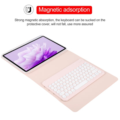 For Huawei MatePad Air 11.5 Round Button Bluetooth Keyboard Rotatable Holder Leather Case(Rose Gold) - Huawei Keyboard by PMC Jewellery | Online Shopping South Africa | PMC Jewellery