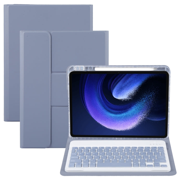 For Xiaomi Pad 6 Square Button Bluetooth Keyboard Rotatable Holder Leather Case(Lavender Purple) - Others Keyboard by PMC TechLife | Online Shopping South Africa | PMC TechLife