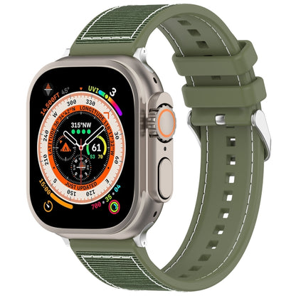 For Apple Watch SE 2023 44mm Ordinary Buckle Hybrid Nylon Braid Silicone Watch Band(Green) - Watch Bands by PMC Jewellery | Online Shopping South Africa | PMC Jewellery