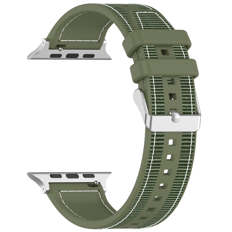 For Apple Watch Ultra 2 49mm Ordinary Buckle Hybrid Nylon Braid Silicone Watch Band(Green) - Watch Bands by PMC Jewellery | Online Shopping South Africa | PMC Jewellery