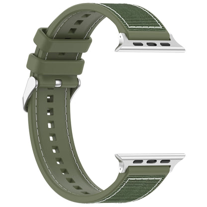 For Apple Watch Series 5 44mm Ordinary Buckle Hybrid Nylon Braid Silicone Watch Band(Green) - Watch Bands by PMC Jewellery | Online Shopping South Africa | PMC Jewellery