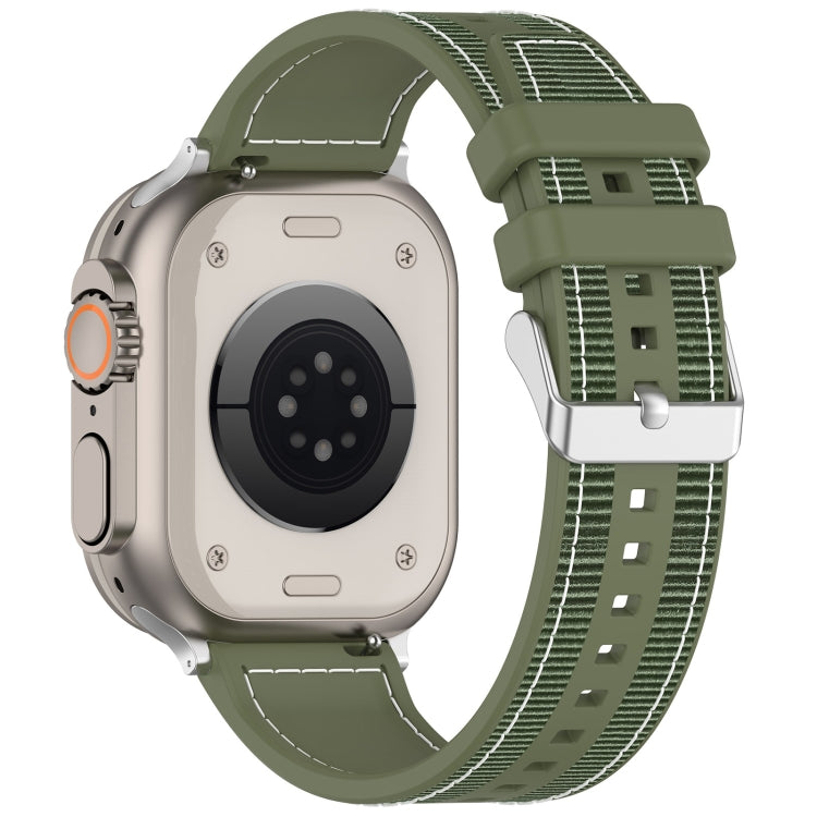 For Apple Watch Series 5 40mm Ordinary Buckle Hybrid Nylon Braid Silicone Watch Band(Green) - Watch Bands by PMC Jewellery | Online Shopping South Africa | PMC Jewellery