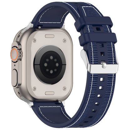 For Apple Watch Series 3 42mm Ordinary Buckle Hybrid Nylon Braid Silicone Watch Band(Midnight Blue) - Watch Bands by PMC Jewellery | Online Shopping South Africa | PMC Jewellery