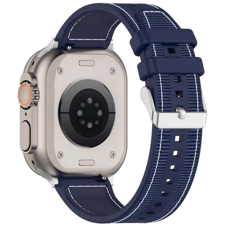 For Apple Watch Series 2 42mm Ordinary Buckle Hybrid Nylon Braid Silicone Watch Band(Midnight Blue) - Watch Bands by PMC Jewellery | Online Shopping South Africa | PMC Jewellery