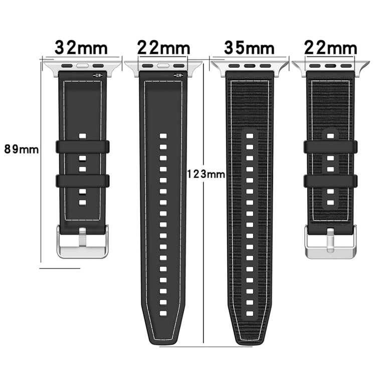 For Apple Watch SE 2023 44mm Ordinary Buckle Hybrid Nylon Braid Silicone Watch Band(Grey) - Watch Bands by PMC Jewellery | Online Shopping South Africa | PMC Jewellery