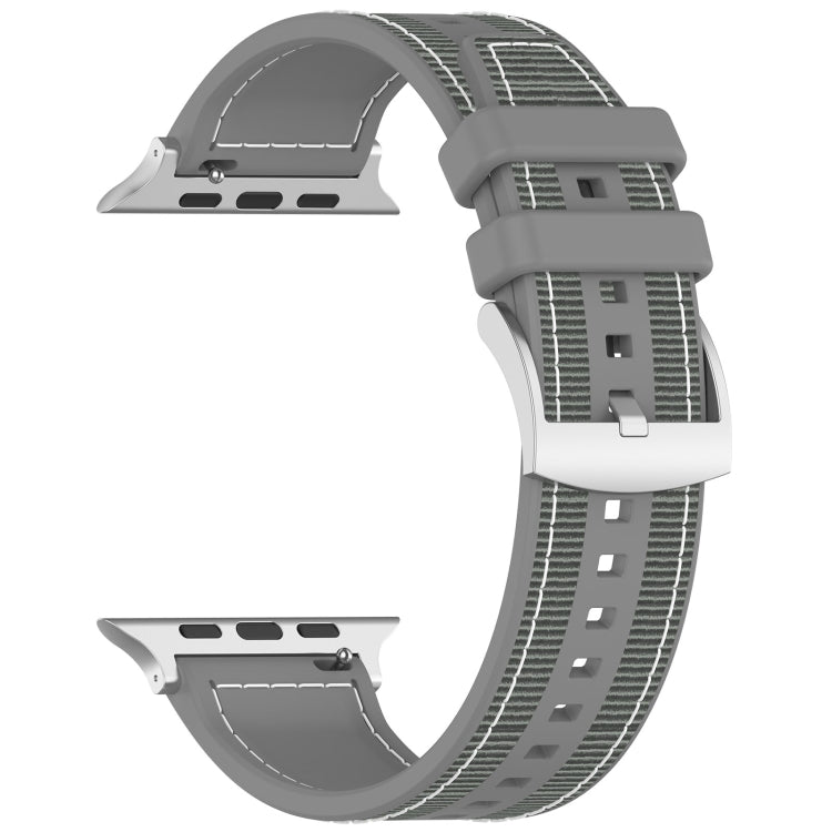 For Apple Watch Series 9 45mm Official Buckle Hybrid Nylon Braid Silicone Watch Band(Grey) - Watch Bands by PMC Jewellery | Online Shopping South Africa | PMC Jewellery