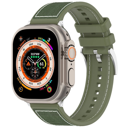 For Apple Watch Series 9 41mm Official Buckle Hybrid Nylon Braid Silicone Watch Band(Green) - Watch Bands by PMC Jewellery | Online Shopping South Africa | PMC Jewellery