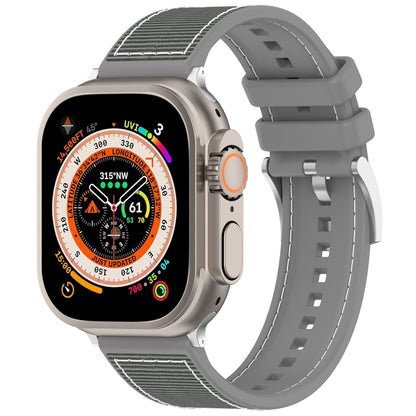 For Apple Watch Series 8 41mm Official Buckle Hybrid Nylon Braid Silicone Watch Band(Grey) - Watch Bands by PMC Jewellery | Online Shopping South Africa | PMC Jewellery