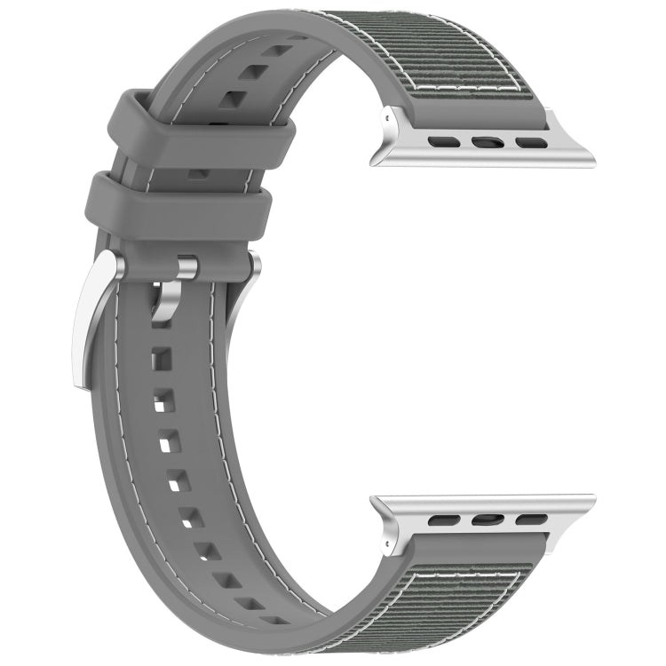 For Apple Watch Series 8 41mm Official Buckle Hybrid Nylon Braid Silicone Watch Band(Grey) - Watch Bands by PMC Jewellery | Online Shopping South Africa | PMC Jewellery