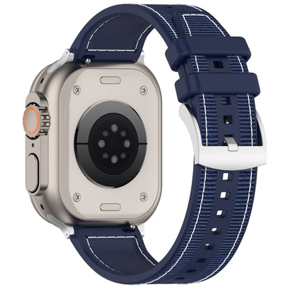 For Apple Watch SE 40mm Official Buckle Hybrid Nylon Braid Silicone Watch Band(Midnight Blue) - Watch Bands by PMC Jewellery | Online Shopping South Africa | PMC Jewellery