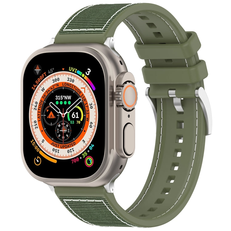 For Apple Watch Series 4 44mm Official Buckle Hybrid Nylon Braid Silicone Watch Band(Green) - Watch Bands by PMC Jewellery | Online Shopping South Africa | PMC Jewellery