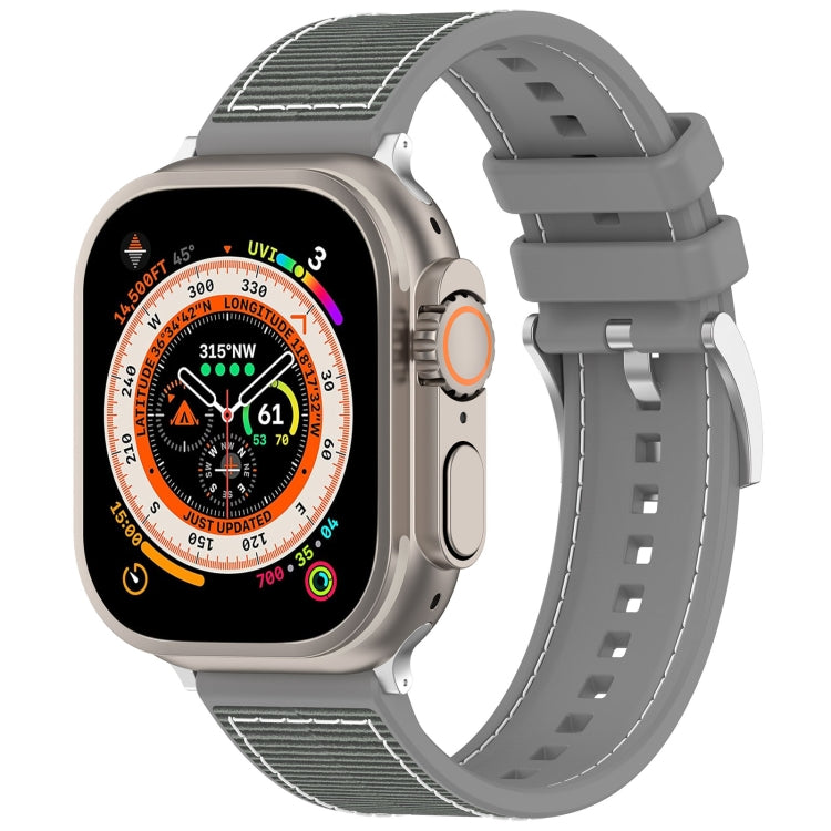 For Apple Watch Series 4 40mm Official Buckle Hybrid Nylon Braid Silicone Watch Band(Grey) - Watch Bands by PMC Jewellery | Online Shopping South Africa | PMC Jewellery