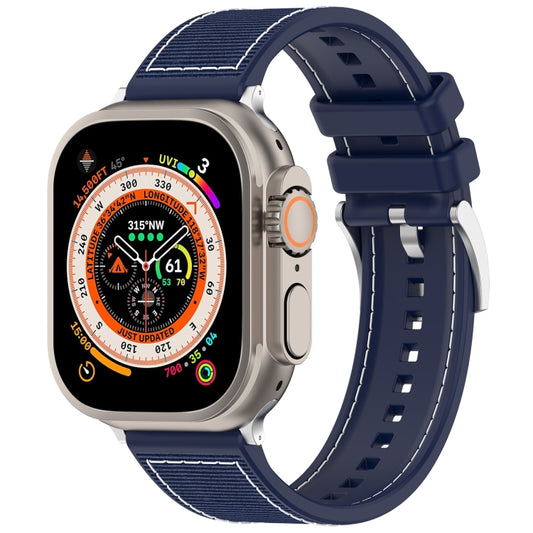 For Apple Watch Series 3 38mm Official Buckle Hybrid Nylon Braid Silicone Watch Band(Midnight Blue) - Watch Bands by PMC Jewellery | Online Shopping South Africa | PMC Jewellery