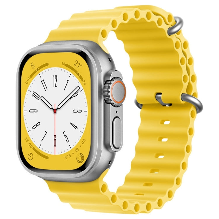 For Apple Watch Series 7 45mm ZGA Ocean Silicone Watch Band(Yellow) - Watch Bands by ZGA | Online Shopping South Africa | PMC Jewellery