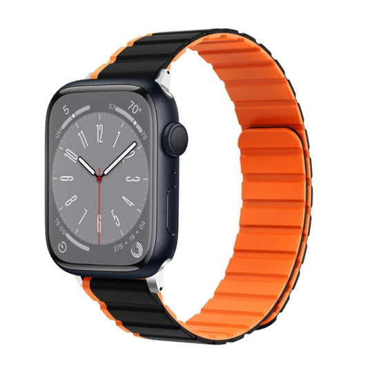 For Apple Watch Series 8 45mm ZGA Two Color Magnetic Silicone Watch Band(Black+Orange) - Watch Bands by ZGA | Online Shopping South Africa | PMC Jewellery | Buy Now Pay Later Mobicred