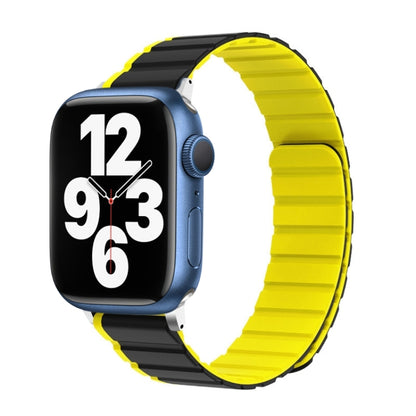 For Apple Watch Series 7 45mm ZGA Two Color Magnetic Silicone Watch Band(Grey+Yellow) - Watch Bands by ZGA | Online Shopping South Africa | PMC Jewellery | Buy Now Pay Later Mobicred