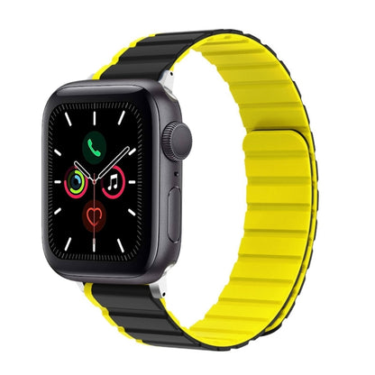 For Apple Watch Series 5 44mm ZGA Two Color Magnetic Silicone Watch Band(Grey+Yellow) - Watch Bands by ZGA | Online Shopping South Africa | PMC Jewellery | Buy Now Pay Later Mobicred