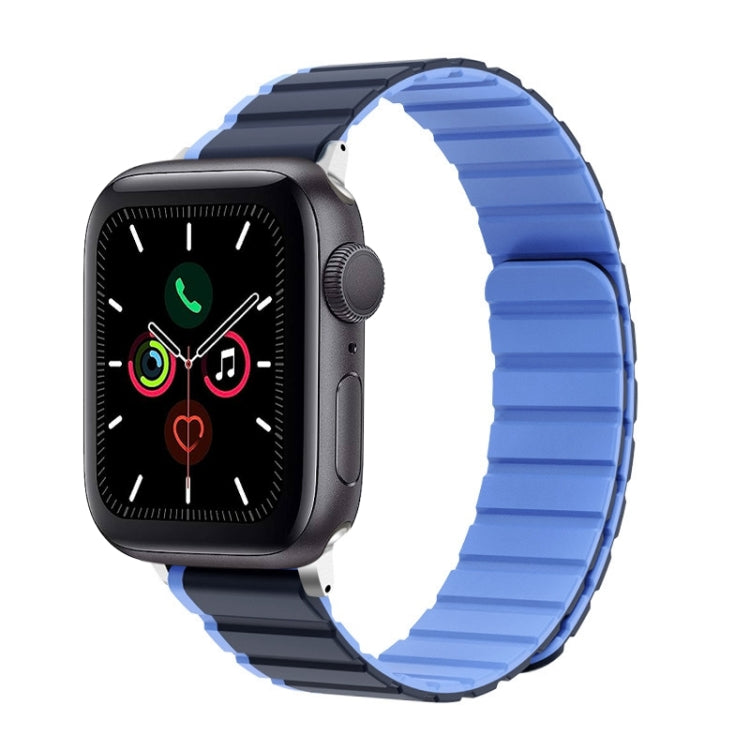 For Apple Watch Series 5 44mm ZGA Two Color Magnetic Silicone Watch Band(Dark Blue+Light Blue) - Watch Bands by ZGA | Online Shopping South Africa | PMC Jewellery | Buy Now Pay Later Mobicred