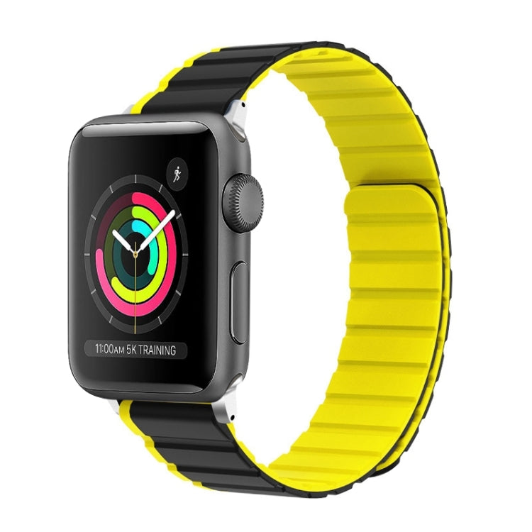 For Apple Watch Series 3 42mm ZGA Two Color Magnetic Silicone Watch Band(Grey+Yellow) - Watch Bands by ZGA | Online Shopping South Africa | PMC Jewellery | Buy Now Pay Later Mobicred