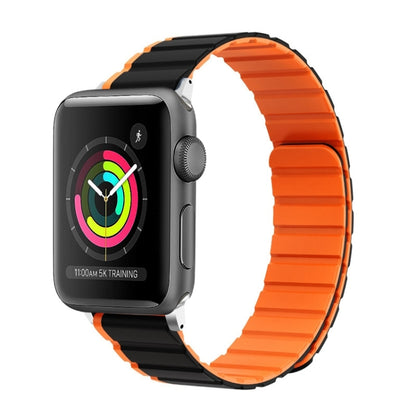 For Apple Watch Series 2 42mm ZGA Two Color Magnetic Silicone Watch Band(Black+Orange) - Watch Bands by ZGA | Online Shopping South Africa | PMC Jewellery | Buy Now Pay Later Mobicred