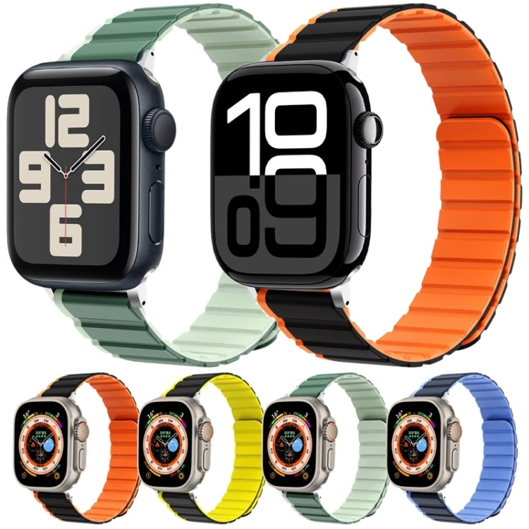 For Apple Watch Series 5 44mm ZGA Two Color Magnetic Silicone Watch Band(Black+Orange) - Watch Bands by ZGA | Online Shopping South Africa | PMC Jewellery | Buy Now Pay Later Mobicred