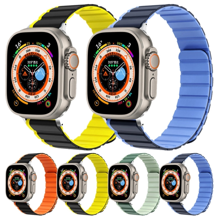 For Apple Watch Series 7 45mm ZGA Two Color Magnetic Silicone Watch Band(Black+Orange) - Watch Bands by ZGA | Online Shopping South Africa | PMC Jewellery