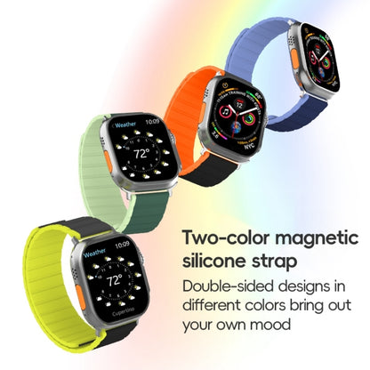 For Apple Watch Series 7 45mm ZGA Two Color Magnetic Silicone Watch Band(Black+Orange) - Watch Bands by ZGA | Online Shopping South Africa | PMC Jewellery | Buy Now Pay Later Mobicred