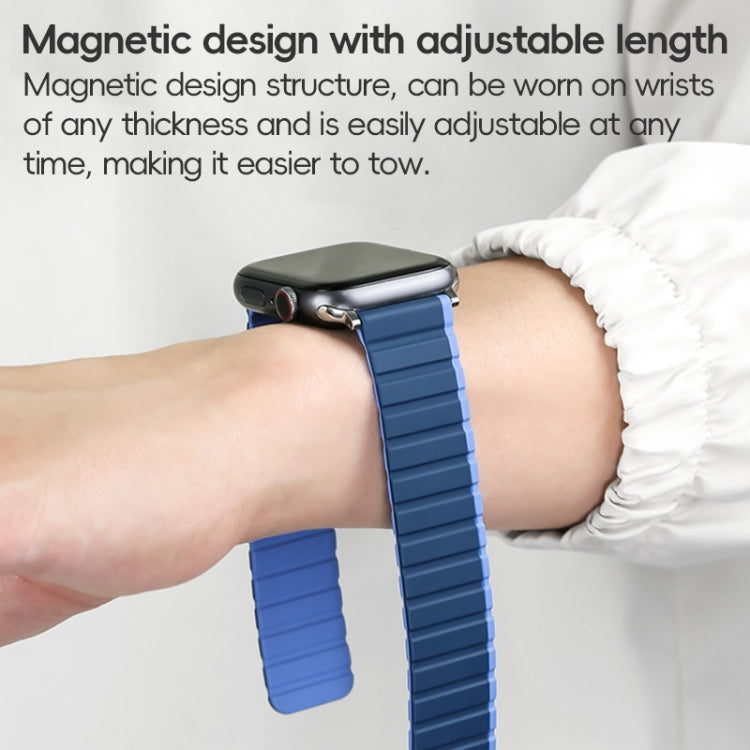 For Apple Watch Ultra 49mm ZGA Two Color Magnetic Silicone Watch Band(Dark Blue+Light Blue) - Watch Bands by ZGA | Online Shopping South Africa | PMC Jewellery | Buy Now Pay Later Mobicred