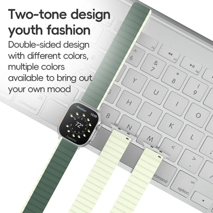 For Apple Watch Series 6 44mm ZGA Two Color Magnetic Silicone Watch Band(Dark Green+Light Green) - Watch Bands by ZGA | Online Shopping South Africa | PMC Jewellery | Buy Now Pay Later Mobicred