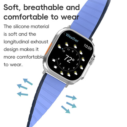 For Apple Watch Ultra 49mm ZGA Two Color Magnetic Silicone Watch Band(Dark Blue+Light Blue) - Watch Bands by ZGA | Online Shopping South Africa | PMC Jewellery