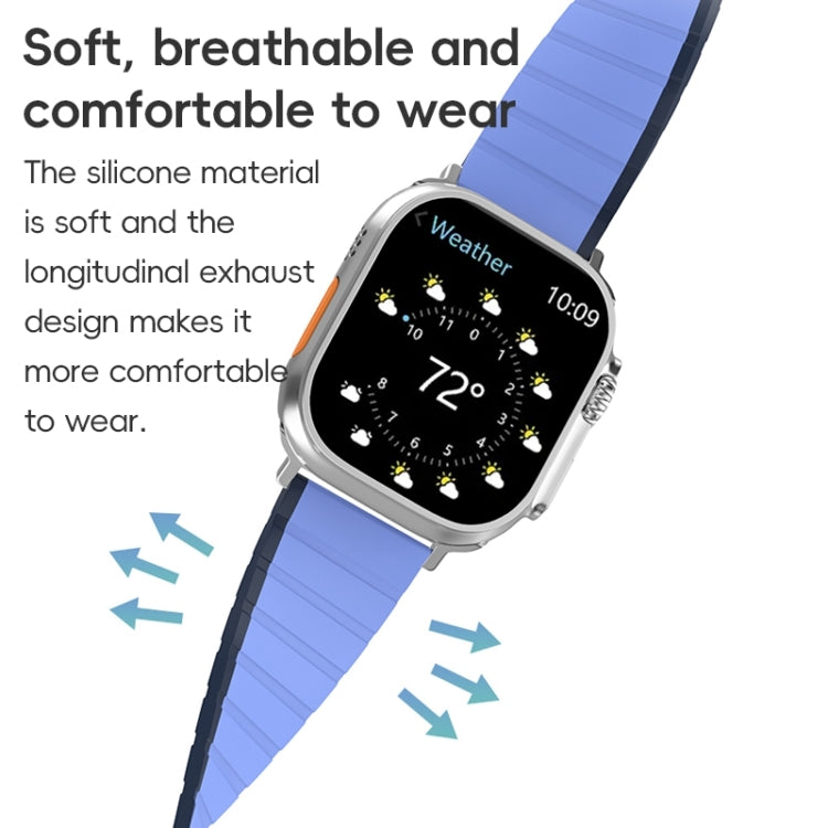 For Apple Watch Series 6 44mm ZGA Two Color Magnetic Silicone Watch Band(Dark Blue+Light Blue) - Watch Bands by ZGA | Online Shopping South Africa | PMC Jewellery | Buy Now Pay Later Mobicred