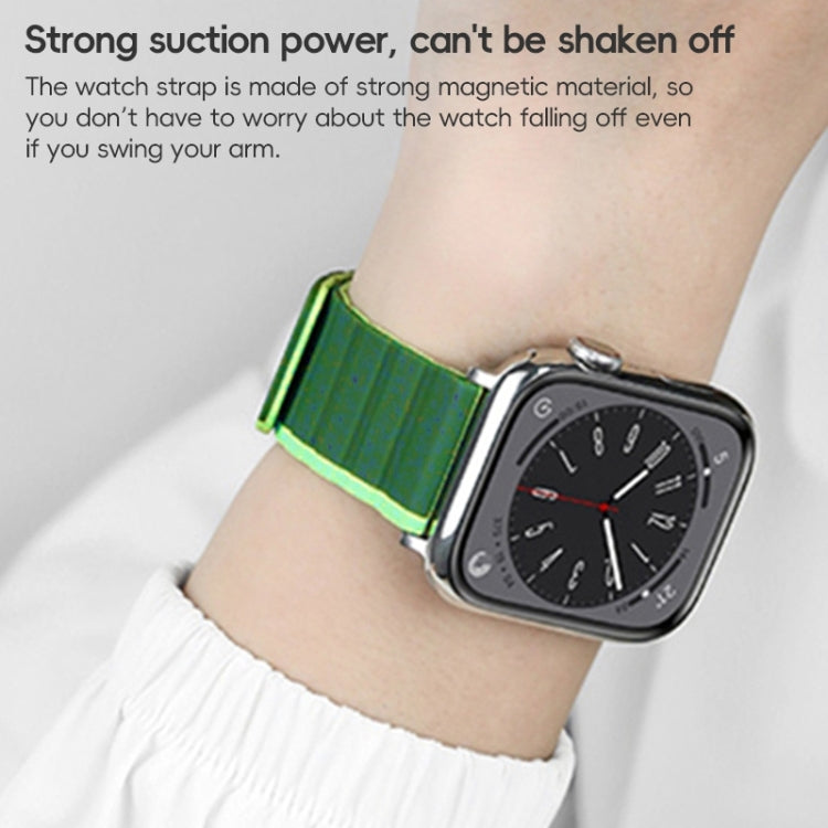 For Apple Watch Series 9 45mm ZGA Two Color Magnetic Silicone Watch Band(Dark Green+Light Green) - Watch Bands by ZGA | Online Shopping South Africa | PMC Jewellery | Buy Now Pay Later Mobicred