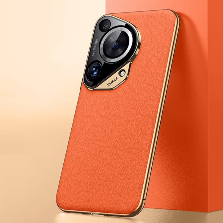 For Huawei Pura 70 Ultra Plain Leather Series Shockproof Phone Case(Orange) - Huawei Cases by PMC Jewellery | Online Shopping South Africa | PMC Jewellery | Buy Now Pay Later Mobicred