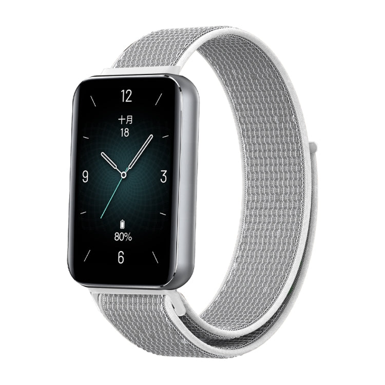 For Honor Band 9 Woven Nylon Loop Watch Band(Grey White) - Watch Bands by PMC TechLife | Online Shopping South Africa | PMC TechLife