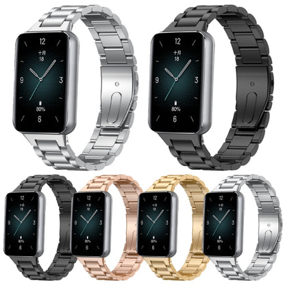 For Honor Band 9 Three Strains Metal Watch Band(Black) - Watch Bands by PMC Jewellery | Online Shopping South Africa | PMC Jewellery