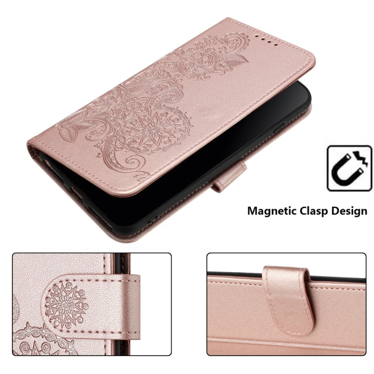 For iPhone 16 Pro Datura Flower Embossed Flip Leather Phone Case(Rose Gold) - iPhone 16 Pro Cases by PMC TechLife | Online Shopping South Africa | PMC TechLife | Buy Now Pay Later Mobicred