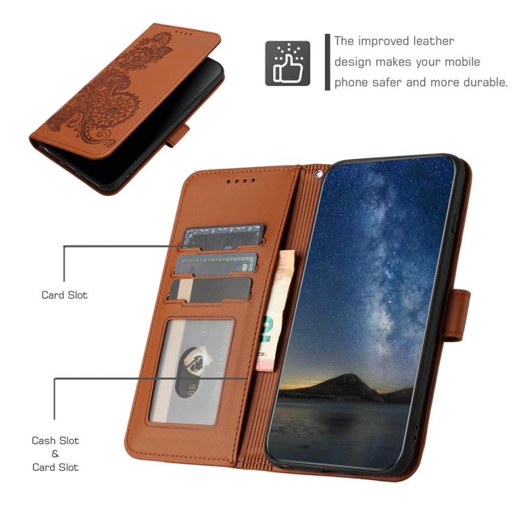 For iPhone 17 Pro Datura Flower Embossed Flip Leather Phone Case(Brown) - free shipping - PMc TechLife - Order now!